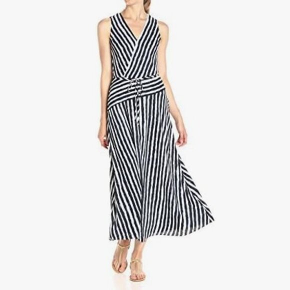 Armani Exchange Women's Wrap Stripe Printed Maxi Woven Dress - Picture 1 of 6